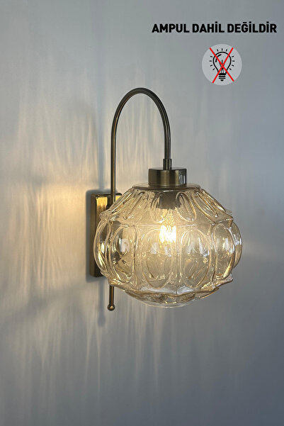 Bamyum Şila Bal Rengi Cam Aplik Duvar Lambası Modern Otel Cafe Vintage Salon Yatak Odası Merdiven Retro