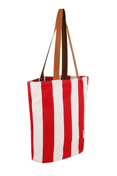 Bakras Red Striped Canvas Shoulder Bag