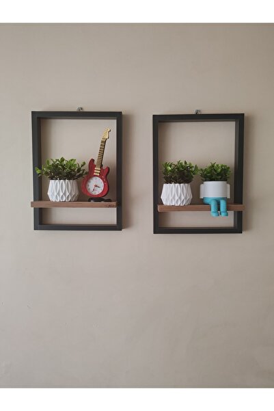 Beğendik Mobilya Antrasit Dekoratif Raflı Çerçeve - 2 Adet (40x30x9)