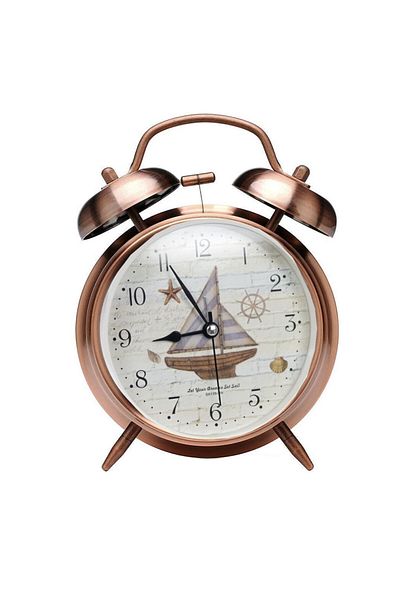 PUFO Sail Dreams alarm clock with dial lighting button, metallic, 16 cm, copper