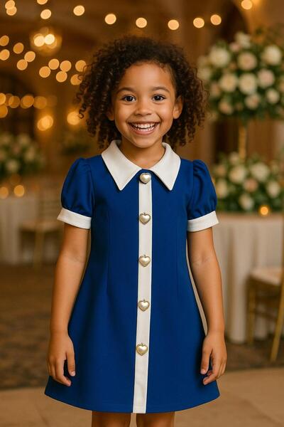 Hilal Akıncı Kids Ρετρό φόρεμα με κουμπί καρδιάς