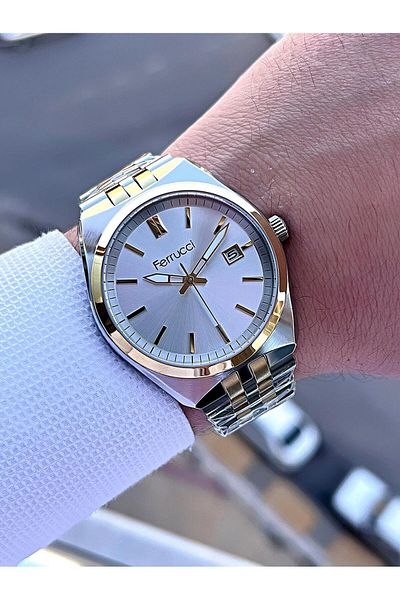Ferrucci Steel Cord Calendar Dial 30 Mt Water Resistant Men's Wristwatch F.Fg03463.03