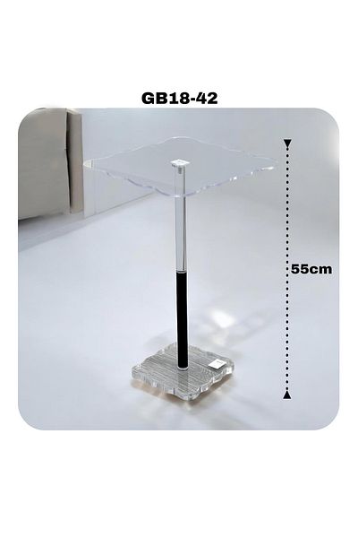 TrentonGCC Acrylic Service Table with Textured Square Base – 55 cm