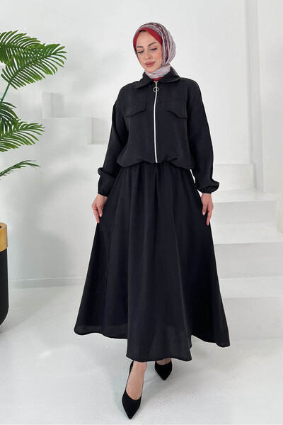 TOFİSA Elastic Skirt Suit Black - 27011