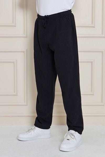 firststops Men's Black Linen Loose Cut Comfortable Fit Trousers