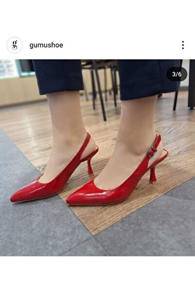 gumushoe Women's Genuine Leather Open Back Goblet Heel Stiletto