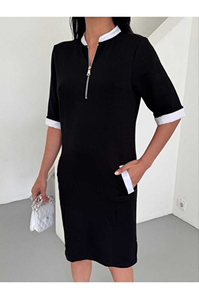 MODA Γυναικείο μίνι φόρεμα από ύφασμα με γιακά δικαστή