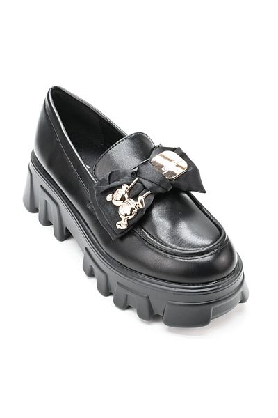 Tmall Pantofi sport damă, din piele ecologică, cu fundă Mantarme, P1299, negri