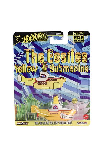 mattel Hot wheels pop culture metallic car the beatles yellow submarine scale 1:64