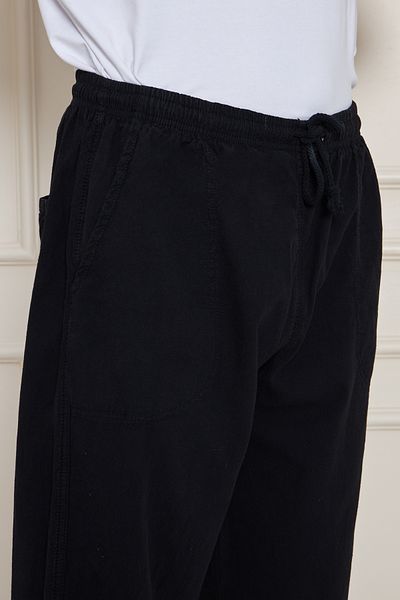 firststops Men's Black Linen Loose Cut Comfortable Fit Trousers