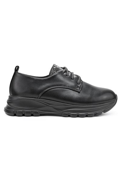 Tmall Women's casual shoes, Made of eco-leather, With laces, P1234, Black