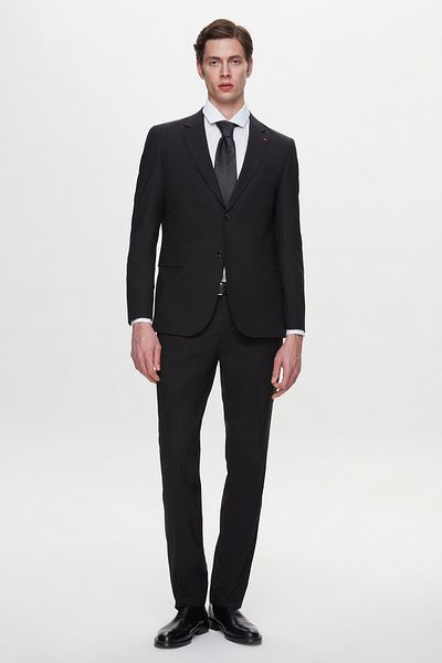 D'S Damat Ds Damat Regular Fit Black Plain Travel Suit