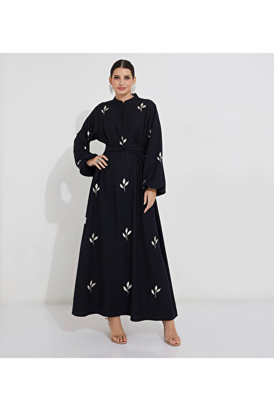 Rosette Abaya عباية كحلية مجعدة