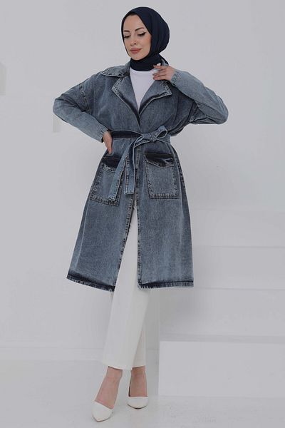 TOFİSA Trench din denim albastru - 27036