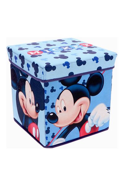Mickey Mouse Folding Stool with Storage Space, Box Type, Multicolor, Max 80 kg, 30x30x30 cm, Mickey Mouse