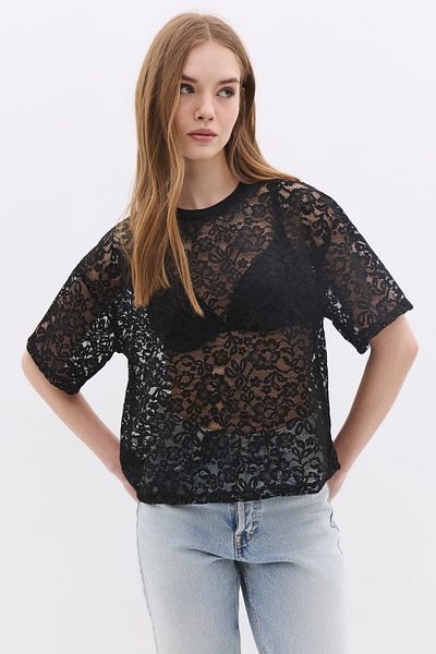 No Matter What Lace Textured Oversize T-Shirt