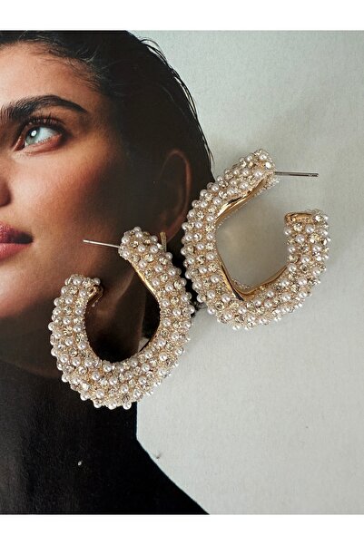 Pinery Jewels Limited Edition - Inci Detaylı C Maxi Boy Abiye Küpe Çifti