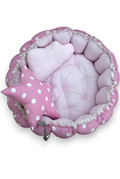 molody سرير مواليد 2 في 1 – سرير ومفرش بنقشة بولكا دوت بتصميم دائري أنيق