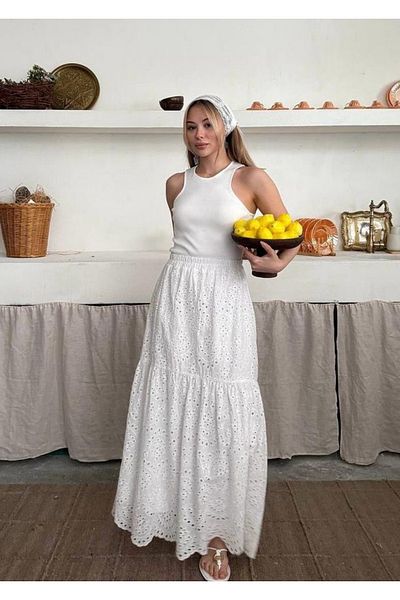 İLKCET MODA Embroidery Lined Long Women's Skirt
