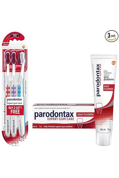 Parodontax Original Toothpaste + Toothbrush Special Offer pack Gum + Breath & Sensitivity variant
