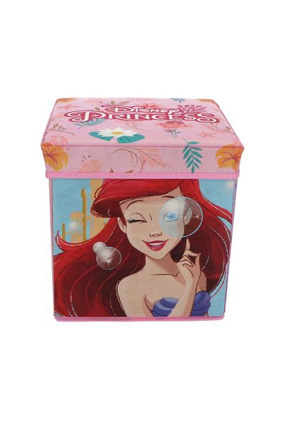 Disney Folding Stool with Storage Space, Box Type, Multicolor, Max 80 kg, 30x30x30 cm, Ariel Disney