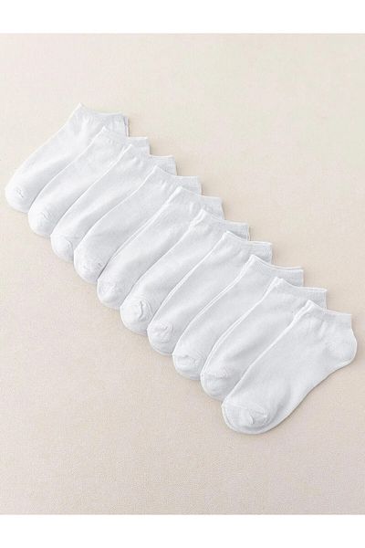 Aldiva White Booties Socks 10 Pairs Economical Sports Daily Lycra Unisex Socks Set