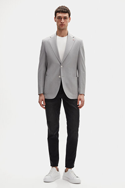 D'S Damat Ds Damat Regular Fit Gray Plain Fabric Jacket