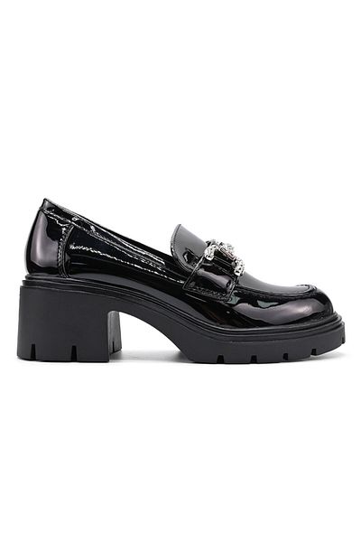 Tmall Women's casual shoes, Made of eco-leather, With thick heel, P1247, Black Glossy