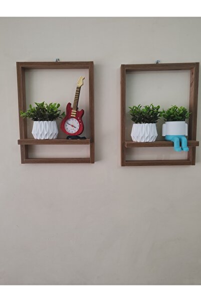 Beğendik Mobilya Atlantik Ceviz Dekoratif Raflı Çerçeve - 2 Adet (40x30x9)