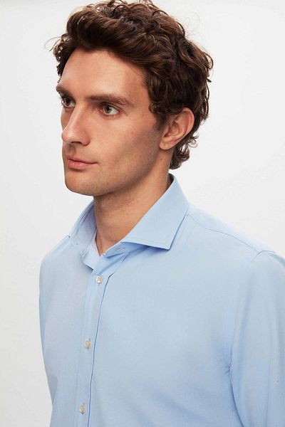 D'S Damat Синя обикновена риза Slim Fit