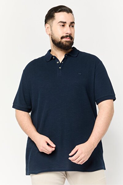 WRANGLER Men Regular Fit Embroidered Logo Short Sleeves Polo Shirt, Navy
