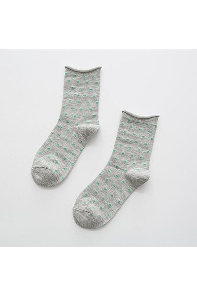 SOCKSHION Дамски комплект ултрамеки еластични чорапи за диабетици с цветни шарки на точки - 5 чифта