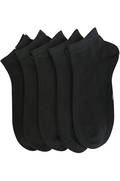 SOCKSHION Черни памучни чорапи до глезена 5 бр