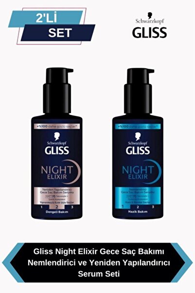 Gliss Night Elixir Gece Saç Bakımı: Nemlendirici ve Yeniden Yapılandırıcı Ser...
