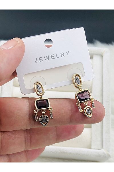 DS DİAMONDSHOP Earrings Zircon Stone Nail Model New Season Bykp- 202505909