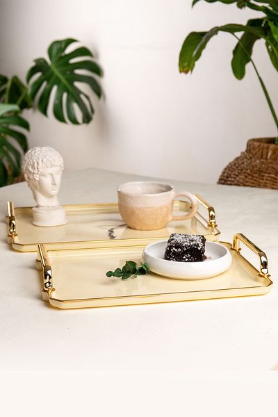Evrio 2 Tray Presentation Decorative Home Tableware Kitchen Tea Coffee Tray