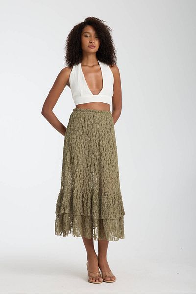 İLKCET MODA Lace Detail Lined Relaxed Cut Women's Skirt