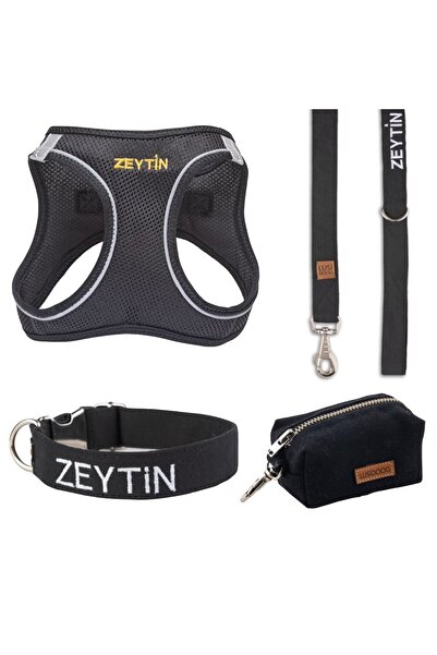 Lusi Doog İsimli Airmesh 4'lü Tasma Seti Köpek Göğüs Tasması + Boyun Tasması + Gezdirme Kayışı + Çanta