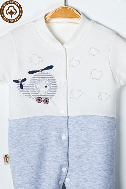 Miniel 3-6-9 Months Baby Boy Overalls - Teddy Bear Embroidered, cotton Booties