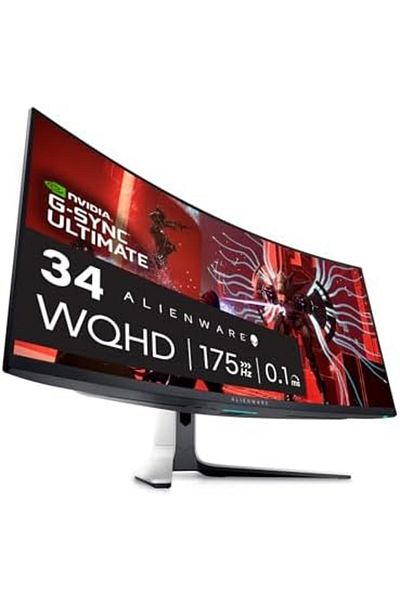 Alienware Curved Gaming Monitor 34 inches, Quantum Dot OLED, 3440x1440p, 175 Hz, 1800R Curve, 1ms GT