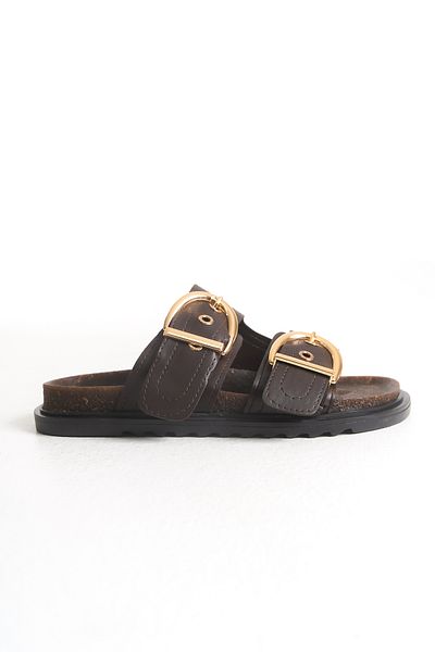 Moda Değirmeni حذاء نسائي بني بإبزيم مزدوج ونعل غير قابل للانزلاق مريح يومي أنيق Te MD1165-122-0003
