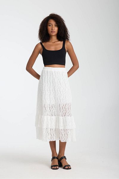 İLKCET MODA Lace Detail Lined Relaxed Cut Women's Skirt