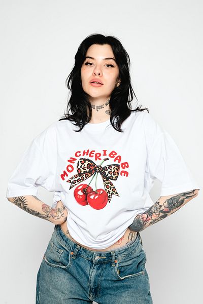 Sekizbiraltı Λευκό μπλουζάκι Unisex με στάμπα Mon Cherie