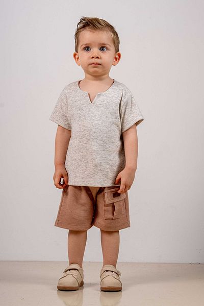 bombe Baby Kids Brown-Brown Cotton 2-Piece Set First Ben Trend Fashion Bottom Top Set