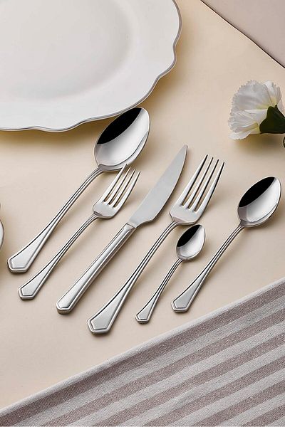 Perotti Petra 36 Piece Stainless Steel Fork Spoon Knife Set for 6 People