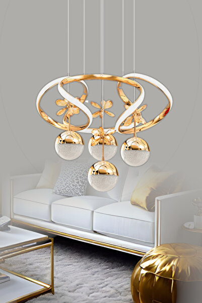 Ultra Home Modern Led Avize 3+1 Gold Ledli Avize