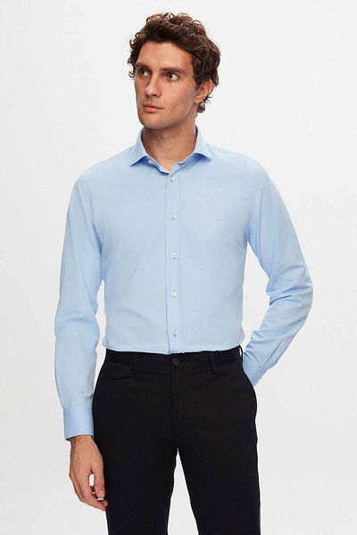 D'S Damat Синя обикновена риза Slim Fit