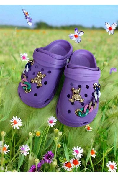 ÇEÇEN HOME Comfortable Sole High Scale Jelly Bean Detailed Children's Slippers Cross Sandals Sabo