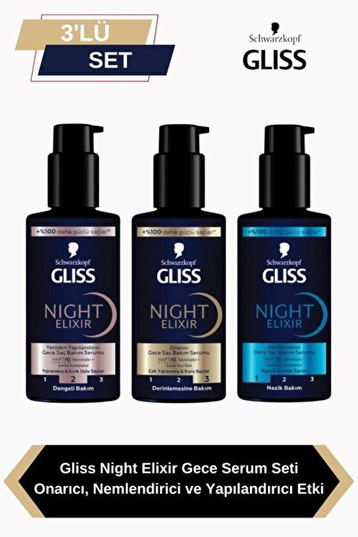Gliss Night Elixir Gece Serum Seti: Onarıcı, Nemlendirici ve Yapılandırıcı Etki
