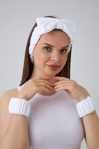 Modex Bow Towel Headband and Bracelet Set Spa-Makeup-Skin Care-Face Wash Headband